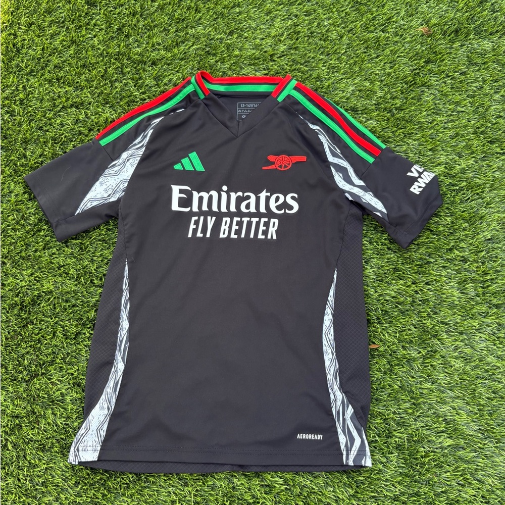 adidas Kids Black and Green Jersey